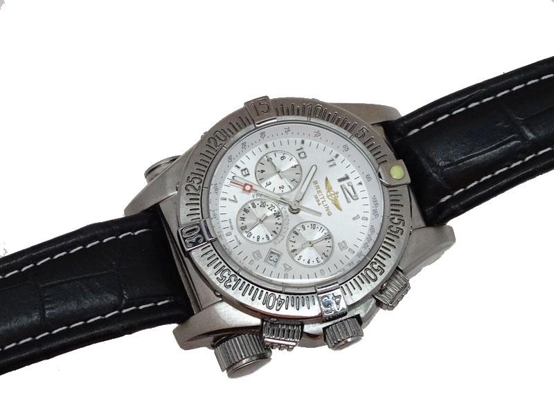 Breitling Stainless Steel Leather Strap Mens Watch (1 of 3)