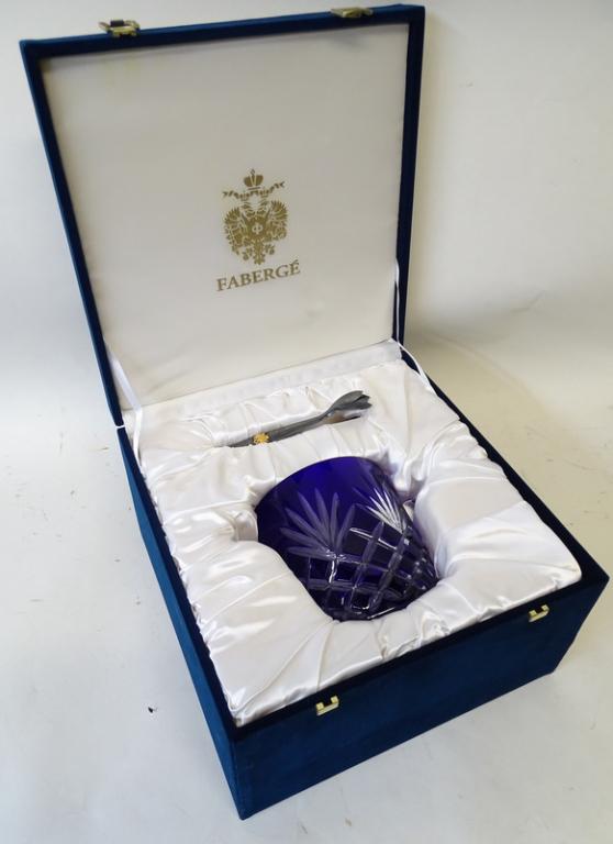 Faberge Crystal Ice Bucket With Tong In Box (1 of 3)