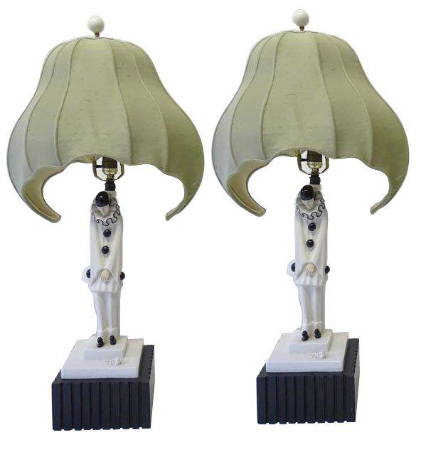 Pair of Rare Art Deco Roland Paris Porcelain lamps (1 of 2)
