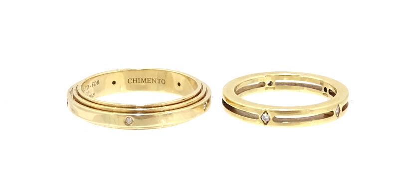 (2) Two CHIMENTO 18K DIAMOND HIM AND HERS: (2) Two CHIMENTO 18K DIAMOND HIM AND HERS. WEDDING BANDS. 7.1 DWT.