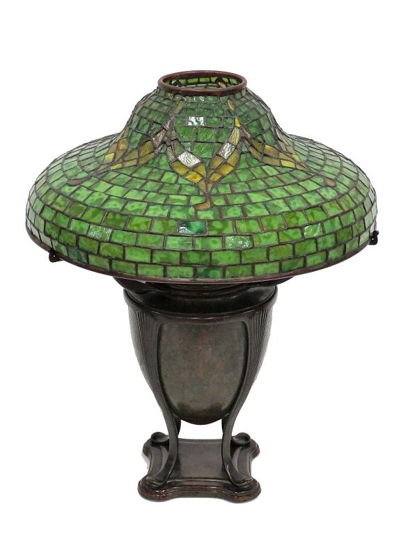 Tiffany Studios Tyler Leaded Glass & Bronze Lamp (1 of 8)