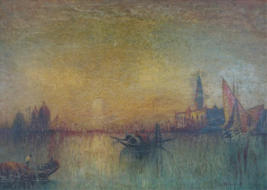 Italian School Venice Scene Oil on Canvas (1 of 5)