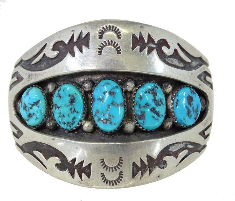 Navajo Turquoise & Sterling Silver Cuff Shadowbox (1 of 3)