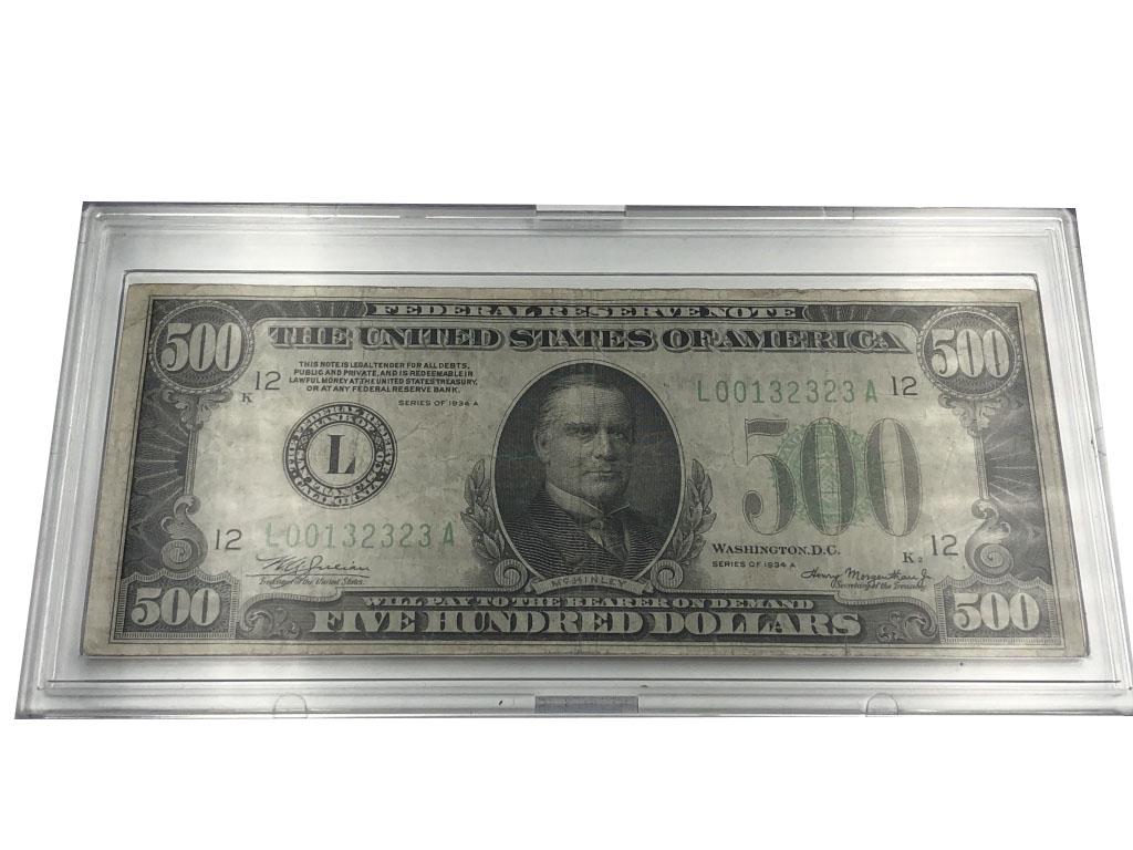 1934A Five Hundred Dollar Bill Federal Reserve Not (1 of 4)