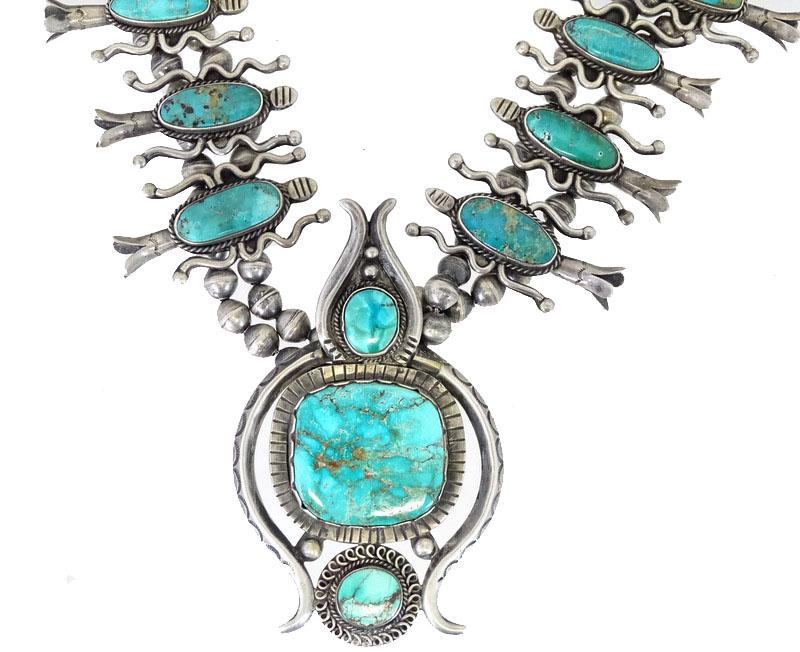 Navajo Squash Blossom Turquoise & Sterling Silver (1 of 2)