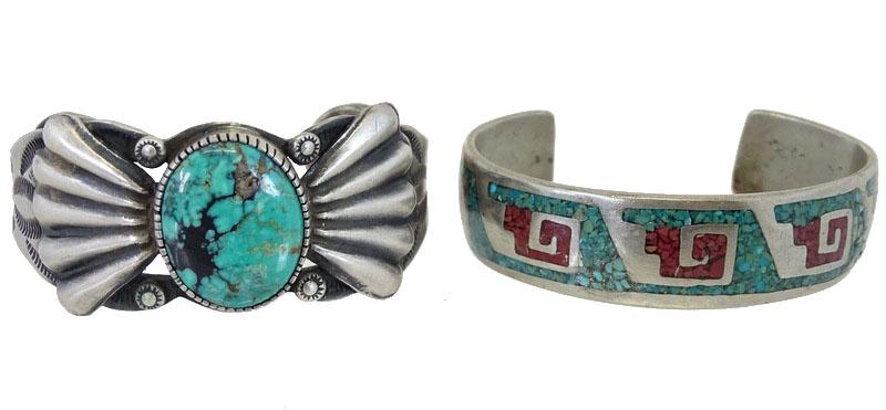 Pair of Navajo Turquoise & Sterling Silver Cuffs (1 of 3)