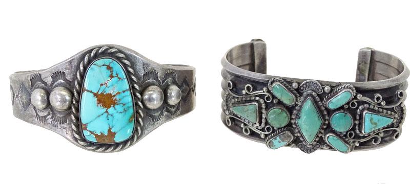 Pair of Navajo Turquoise & Sterling Silver Cuffs (1 of 2)