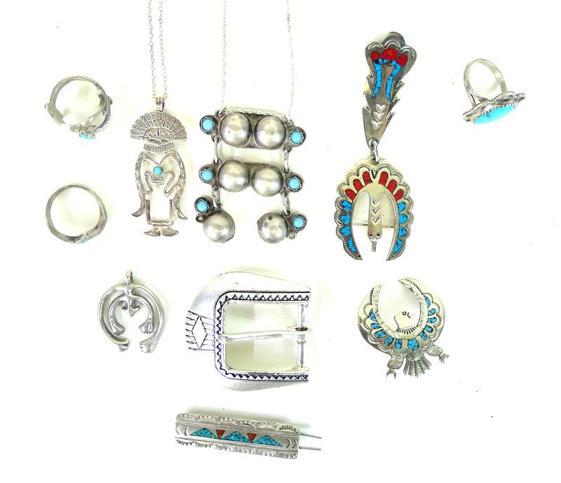 Miscellaneous (10) Lot Sterling Silver & Turquoise (1 of 3)
