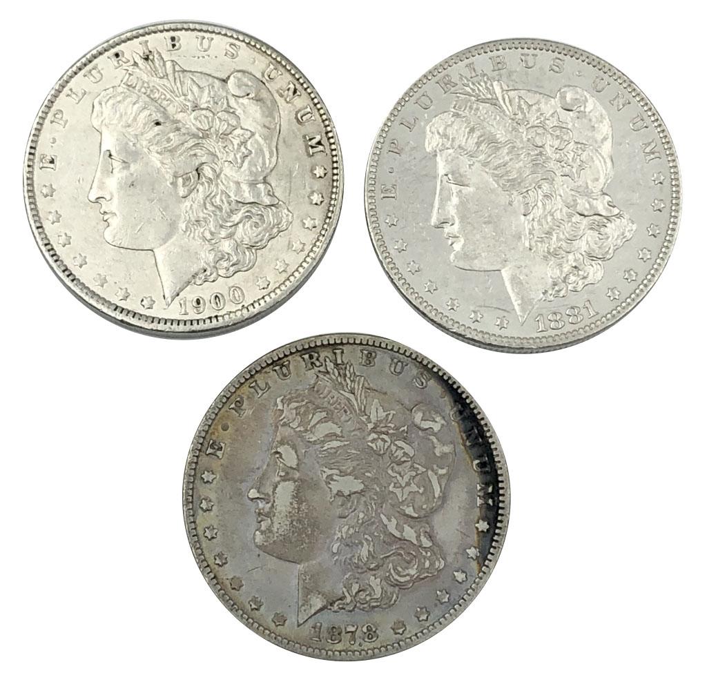 1878 1881-O 1900 Morgan Silver Dollar Coin Lot (1 of 2)