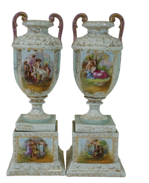 Pair of Royal Vienna Style Porcelain Vases (1 of 4)