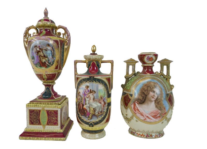 Three (3) Royal Vienna Style Porcelain Vases (1 of 3)