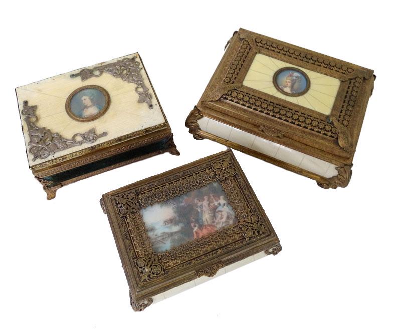 Three (3) European Gilt Bronze Jewelry Boxes (1 of 3)