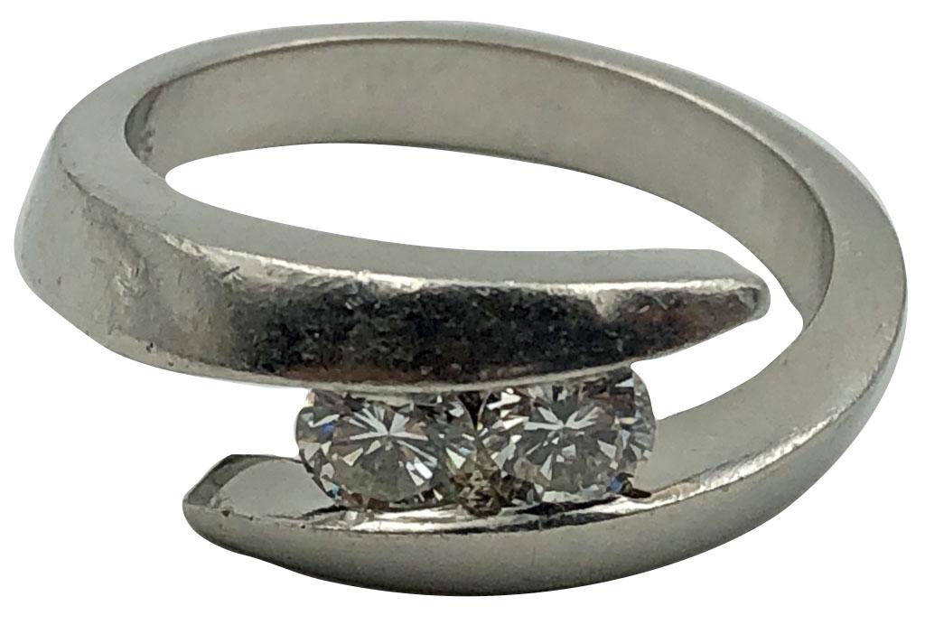 Platinum and DIamond Bypass Style Ring Size 8 Appr (1 of 2)