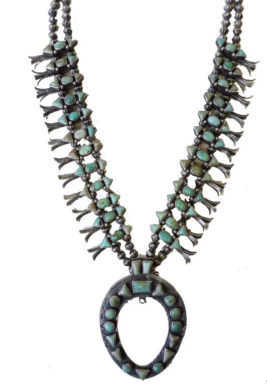 Navajo Squash Blossom Turquoise & Sterling Silver (1 of 2)