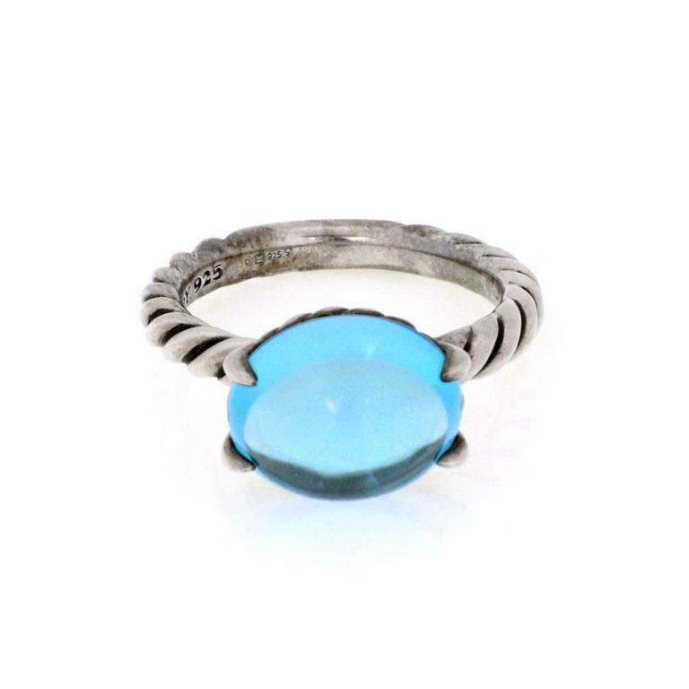 David Yurman Cabochon Topaz Silver Cable Ring (1 of 4)