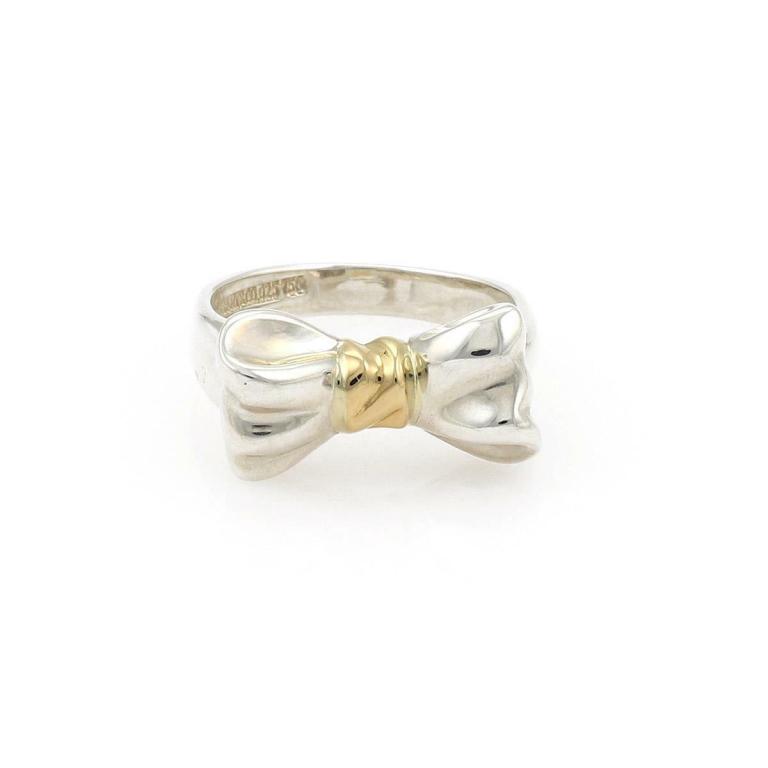 Tiffany & Co. Sterling Silver 18k Gold Bow Ring (1 of 5)