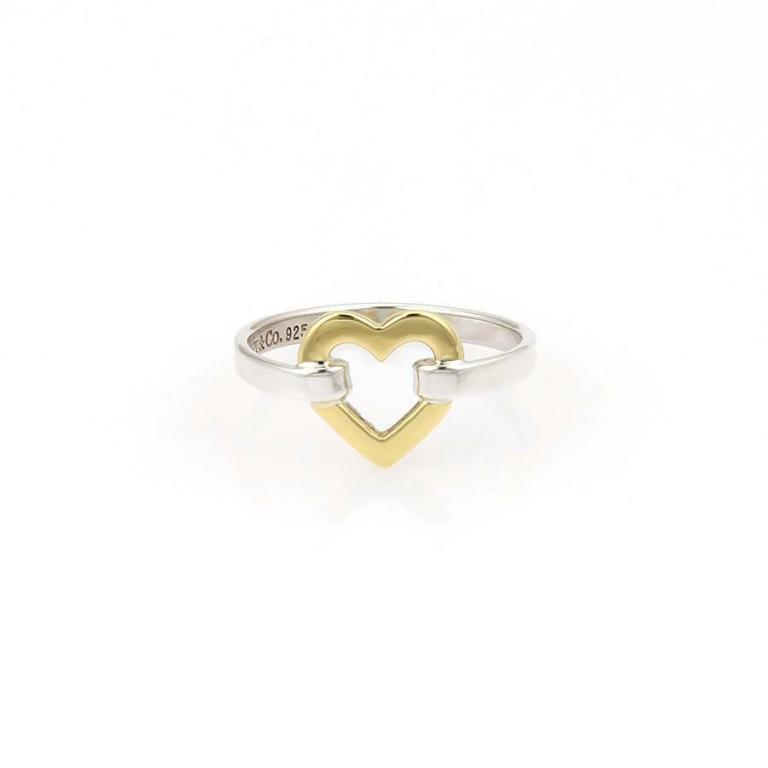 Tiffany & Co. Sterling Silver 18k Open Heart Ring (1 of 4)
