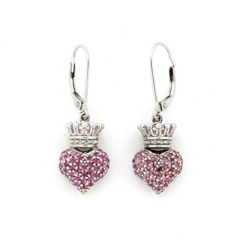 Queen Baby "Crown Hearts" Sapphire Silver Earrings (1 of 4)