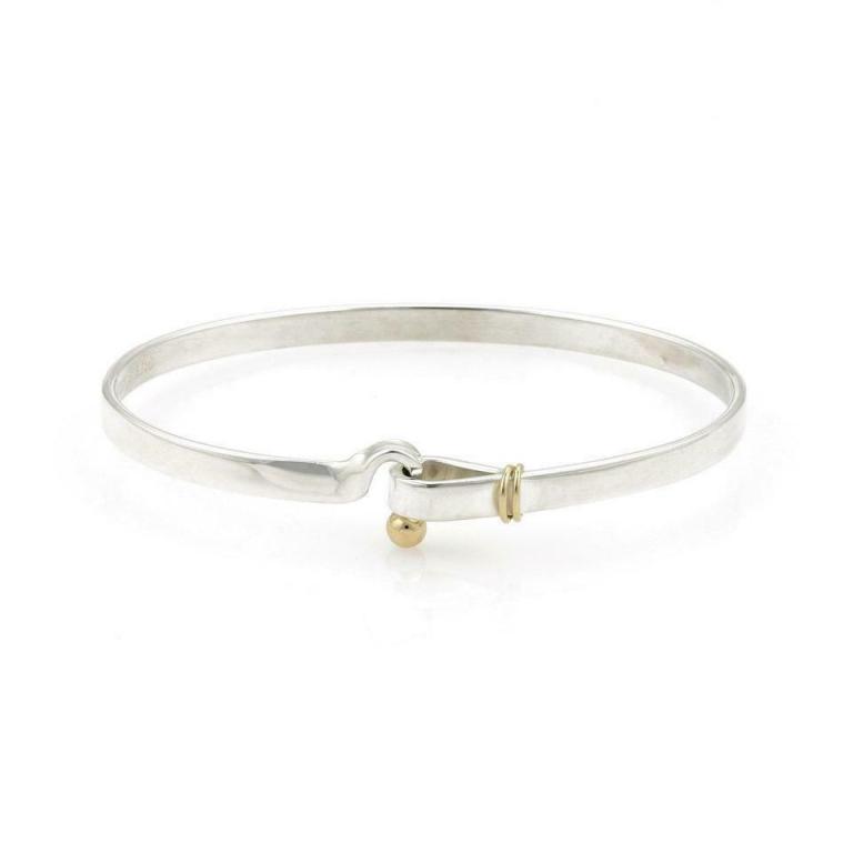 Tiffany & Co Silver 18k Gold 4mm Hook Bracelet (1 of 5)