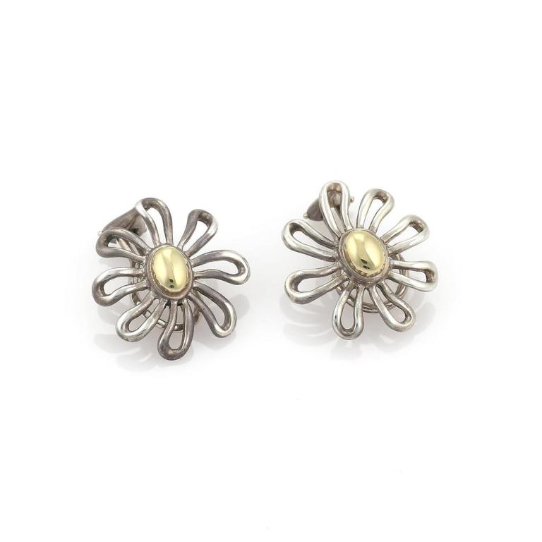 Tiffany & Co Picasso 1981 18k Daisy Earrings: Tiffany & Co. Picasso 1981 Sterling 18k Yellow Gold Daisy Clip On Earrings Stock#: 57882