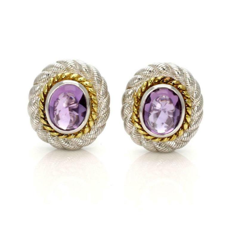 Judith Ripka Amethsyt Sterling Silver Oval Earring: Judith Ripka Amethsyt Sterling Silver Oval Clip On Earrings Stock# 59663