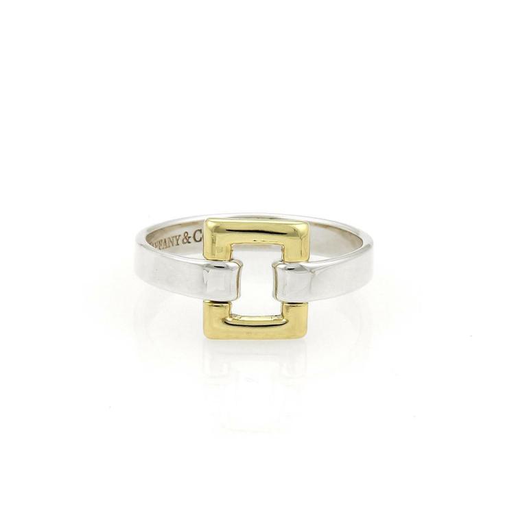 Tiffany & Co. Sterling 18k Rectangular Open Ring (1 of 4)