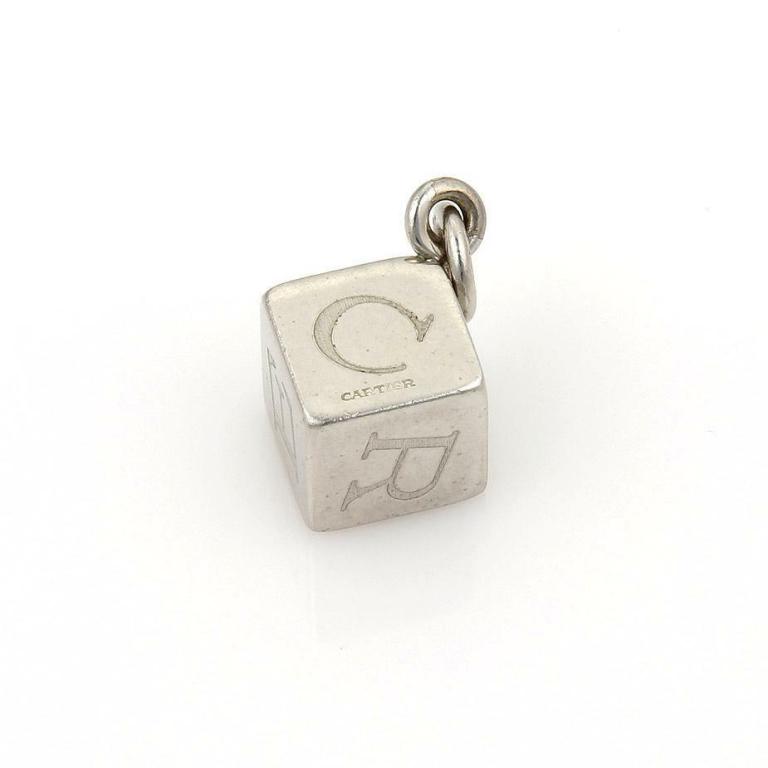 Cartier Stainless Steel Letter Engraved Box Charm: Cartier Vintage Stainless Steel Letter Engraved Box Charm Stock#: 27232