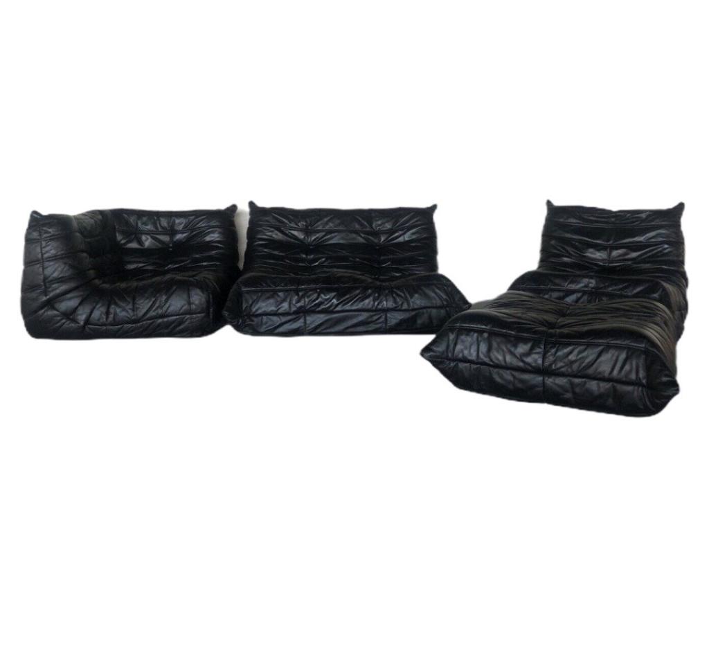 Ligne Roset Togo Sofa Set - 4 Pieces Black Leather (1 of 7)