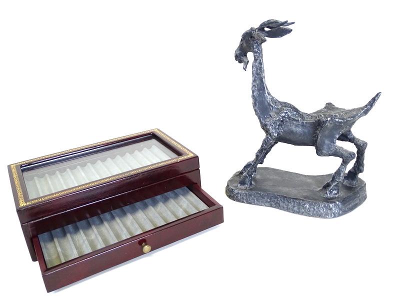 Cigar Box & Brutalist Goat Sculpture (1 of 3)
