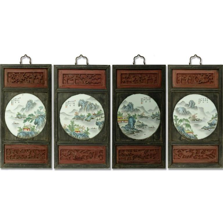 Four (4) Chinese Porcelain Plaques (1 of 9)