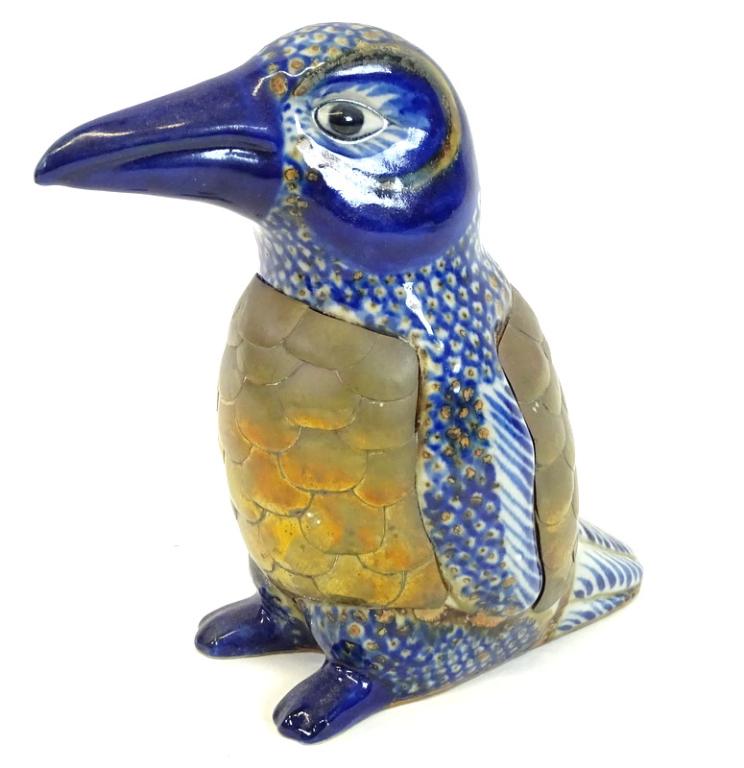 Possibly Sergio Bustamante Brass And Porcelain.: Possibly Sergio Bustamante Brass And Porcelain penguin. Measures 7 inches high.