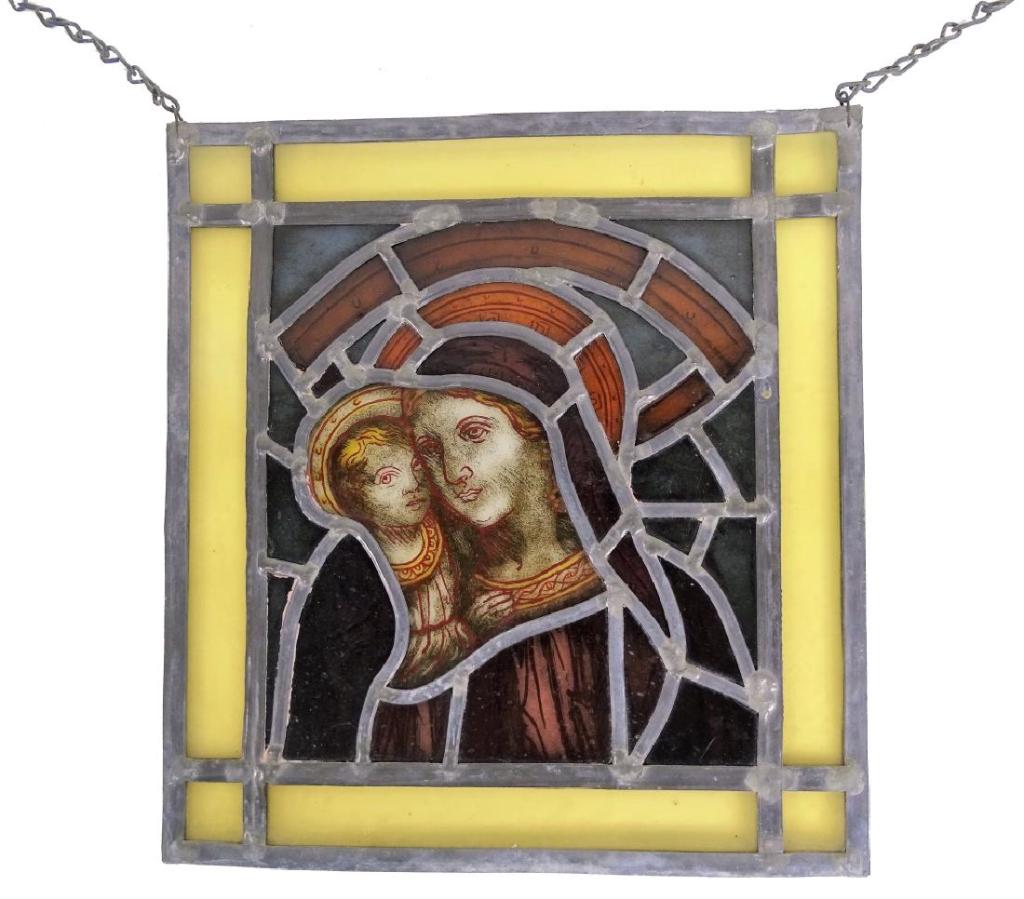 Religious Wall Hanging Stain Glass Madonna & Child (1 of 1)