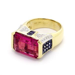 12.50ct Pink Tourmaline Sapphire & Diamond Ring (1 of 4)