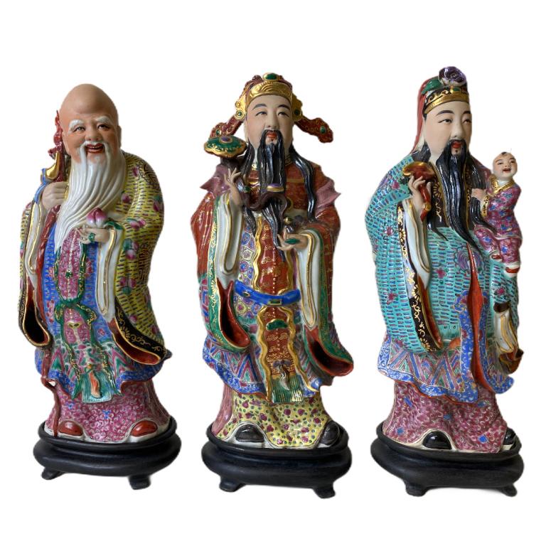 (3) Three Chinese Porcelain Immortals (1 of 10)