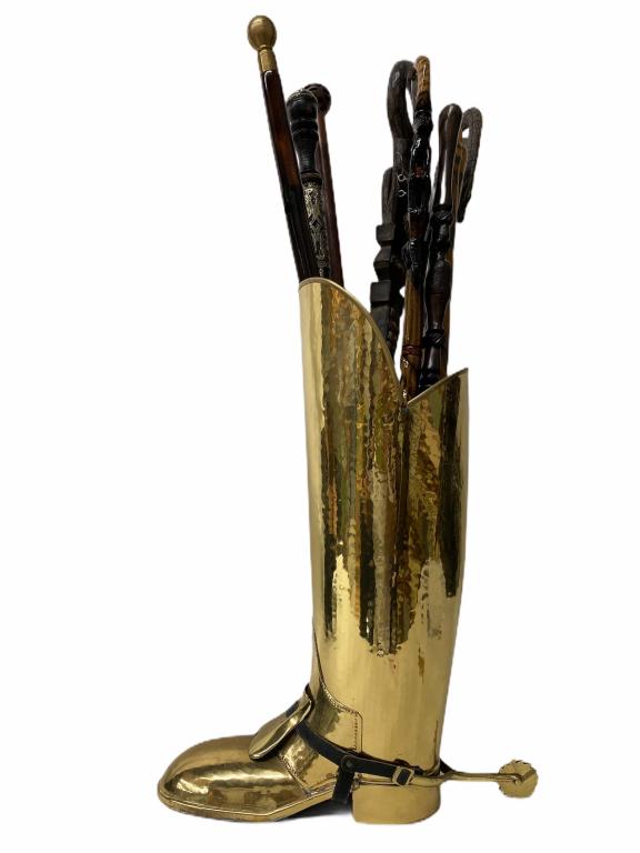 Brass Cane Rack Cowboy Boot Set of 9 Canes (1 of 8)