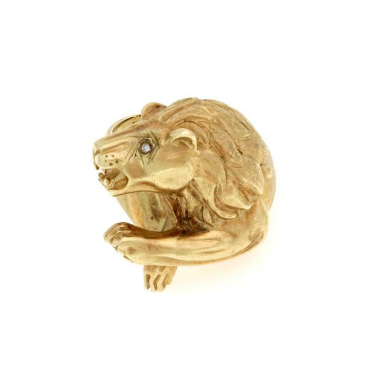 Maurice Katz 14k Yellow Gold Men's Lion Ring (1 of 5)
