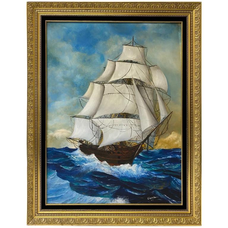 Artist Unknown Ship Painting. (1 of 4)