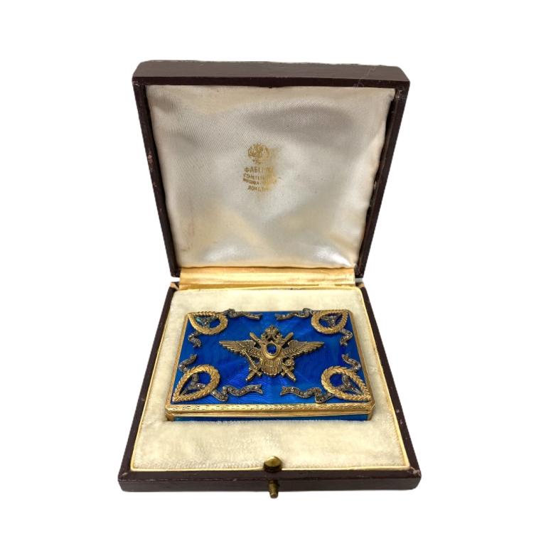 Russian Antique Cigarette Case: Russian Antique Silver And Diamond / Safire. Stamped By ES. Weight: 108 Grams Measurements: 0 1/2 Inches High, 3 Inches Wide, 2 1/4 Inches Deep