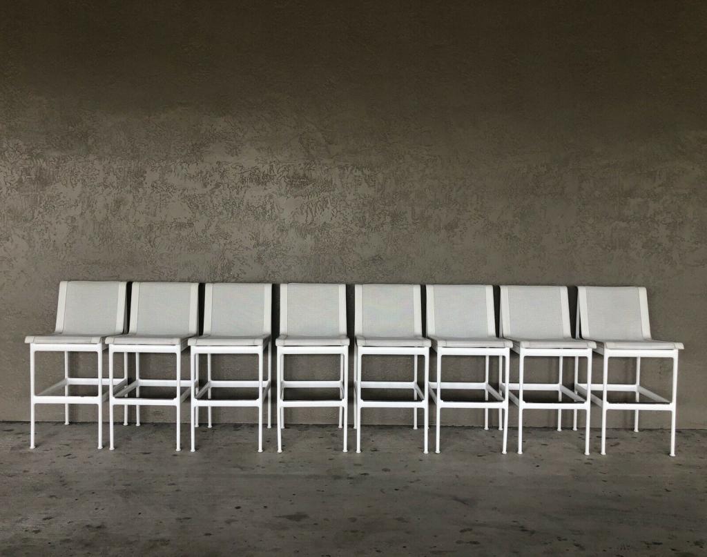 Knoll Richard Schultz Barstools - New Editions Set: Knoll Richard Schultz Barstools - New Editions Set of 8. Stamped and labeled condition is showed in pictures, could use a simple cleaning but overall very nice. Some have very minor stains that need t