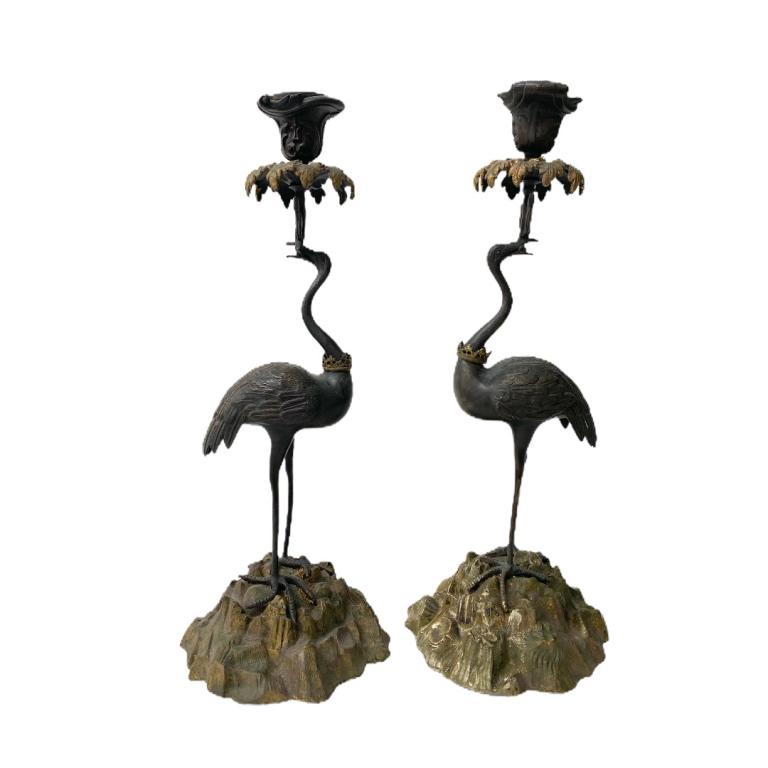 Pair of Regency Style Bronze and Gilt-Metal Crane (1 of 7)