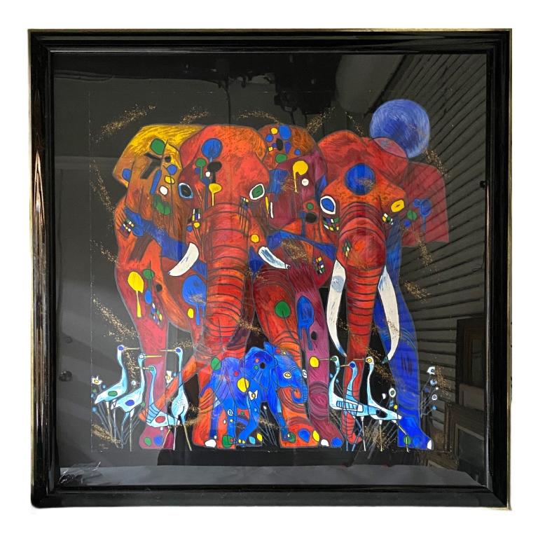 JIANG TIE FENG "Elephant Family" Serigraph (1 of 8)