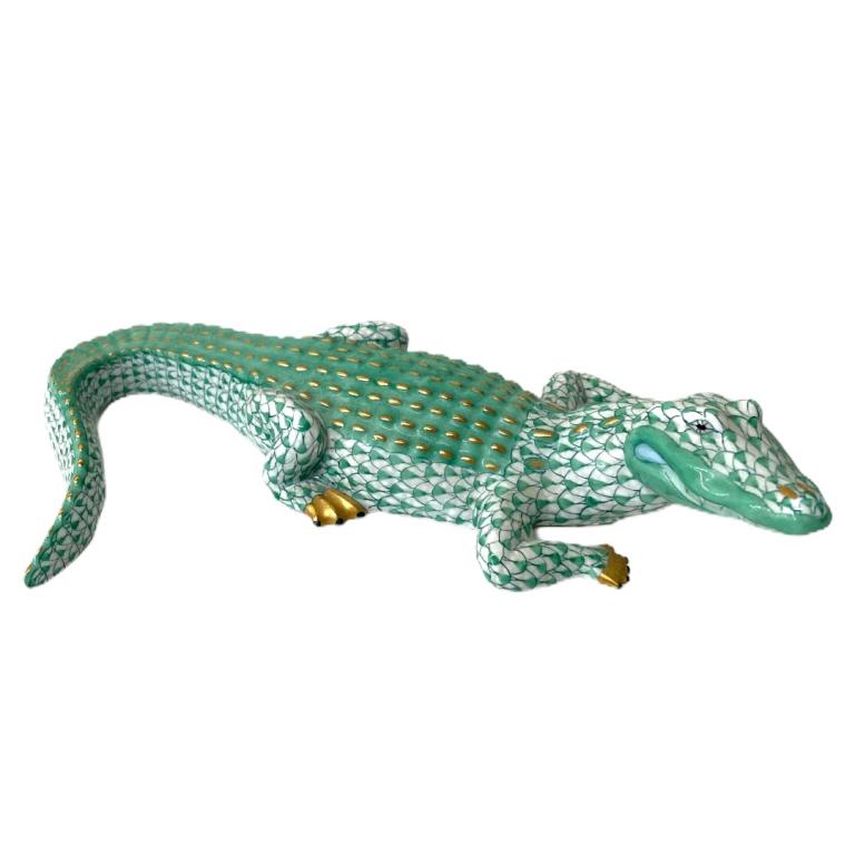 Herend Porcelain Black Fishnet Alligator Figurine (1 of 5)