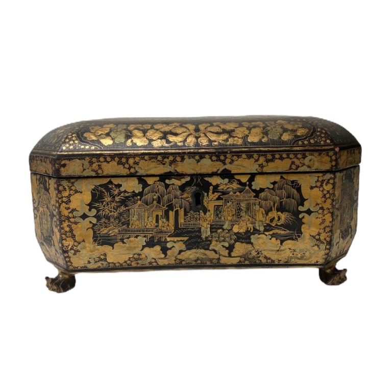 Antique Asian Lion Footed Casket Box (1 of 4)