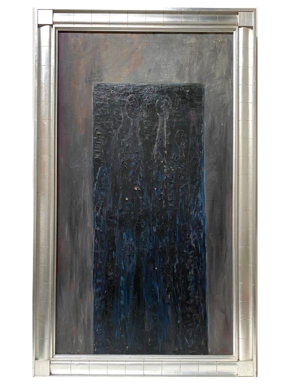 Waldemar Sjolander (SWEDISH, 1905â€“1988): Waldemar Sjolander (SWEDISH, 1905â€“1988) large oil painting on canvas. Measures 55 inches high x 30 inches wide + 3 inch frame. Andres Siegel Art Label Circa 1965. Av Veracruz 40 col. Roma Norte