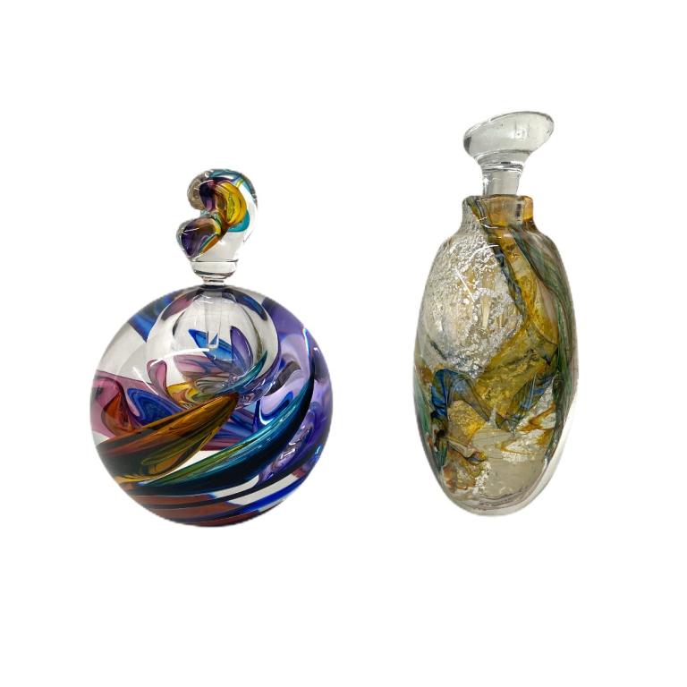 (2) Two Art Glass Perfume Bottles (1 of 6)