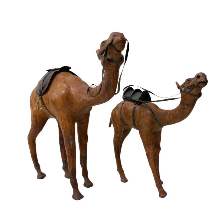 Pair of Vintage Leather Camel Sculptures (1 of 5)