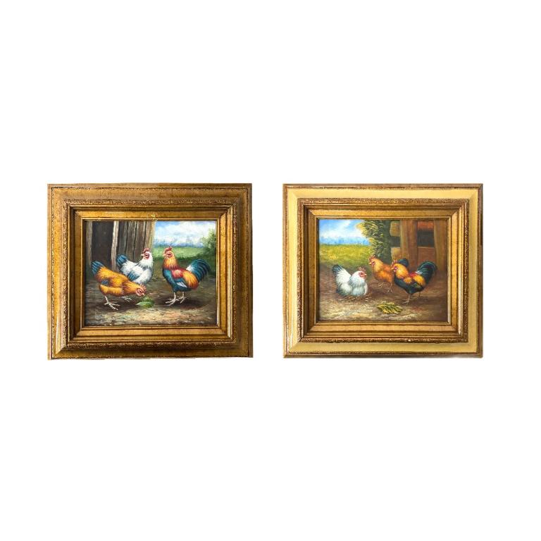 Pair of Rooster oil Painting (1 of 5)