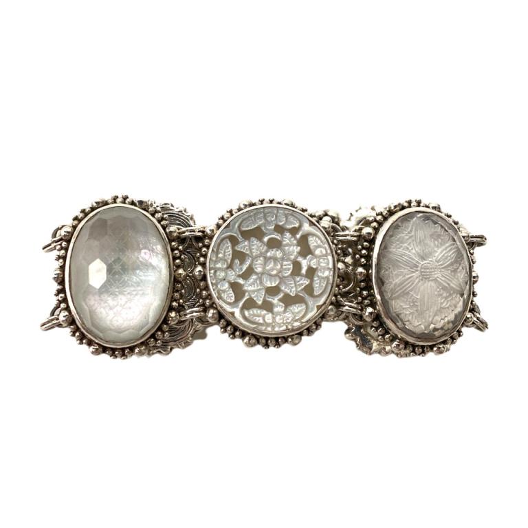 Stephen Dweck Sterling Silver Crystal Bracelet: Stephen Dweck Sterling Silver Crystal Quartz Bracelet. Signed "Stephen Dweck" on the inside of the bracelet.