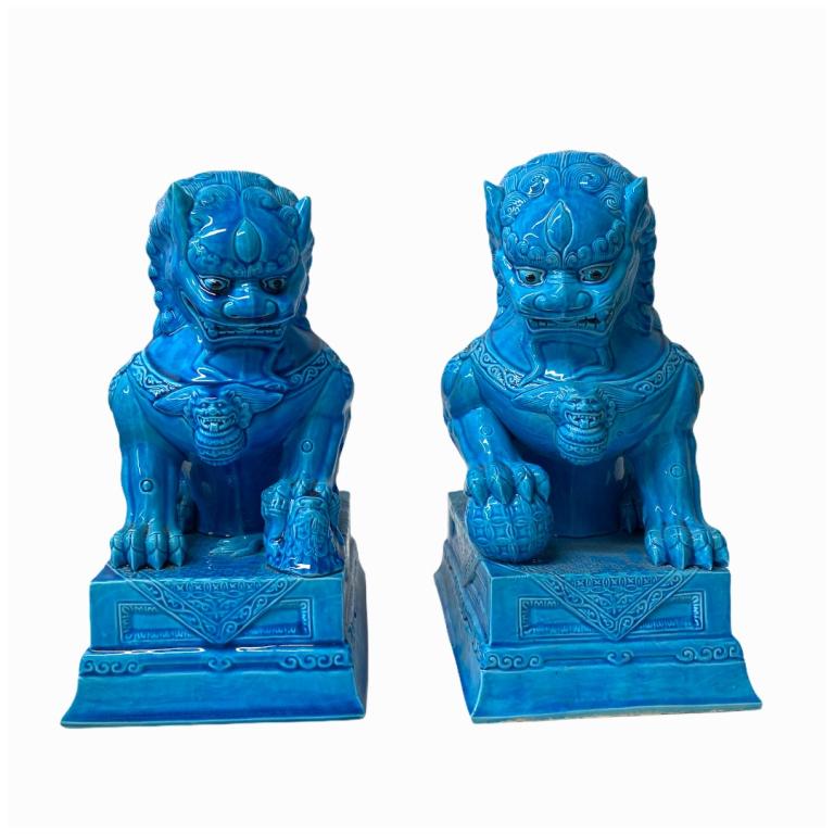 (2) Pair of 20th Century Chinese Porcelain Foo Dog: (2) Pair of 20th Century Chinese Porcelain Foo Dogs. Each Measuring approximately 11 inches high x 5 inches wide x 7.5 inches deep