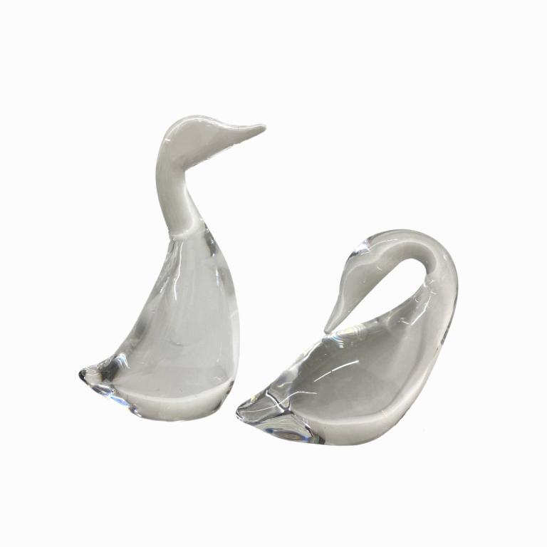 Steuben Crystal Ducks Figurines: Steuben Crystal Ducks Figurines Total Measures, 6 Inches High X 2 Inches Wide X 3 Inches Deep